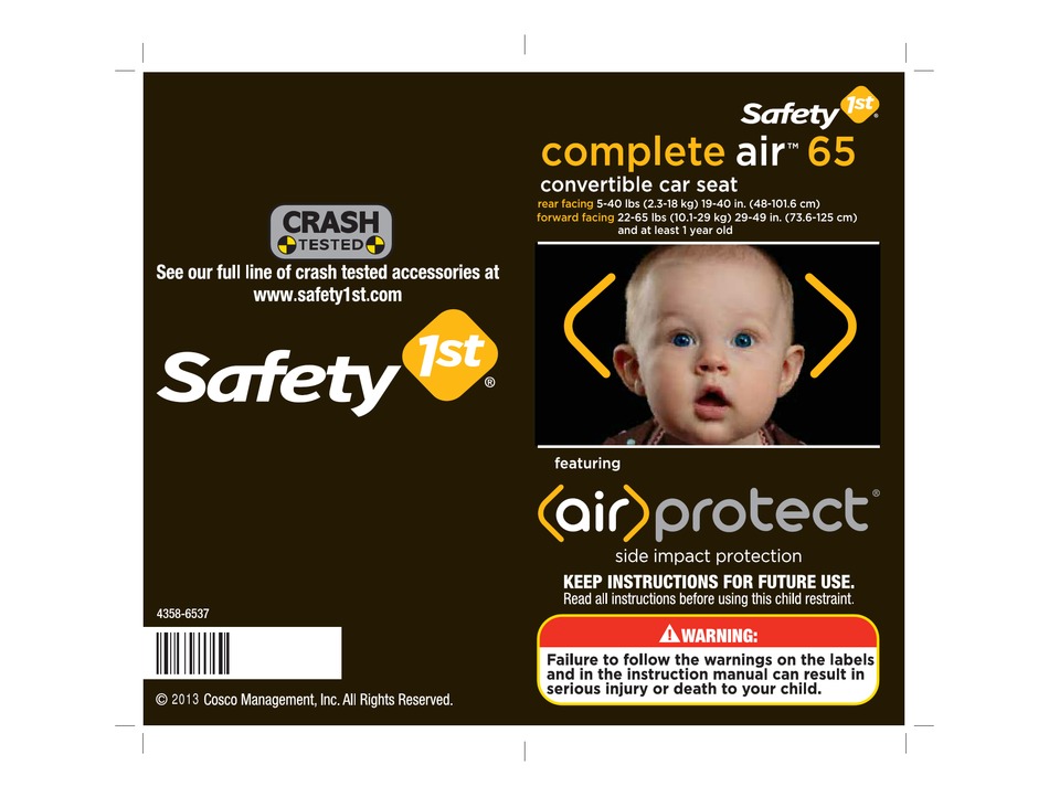 Safety 1st Complete Air 65 Instruction Manual Pdf Manualslib - How To Install Safety 1st 3 In 1 Car Seat Rear Facing Manual