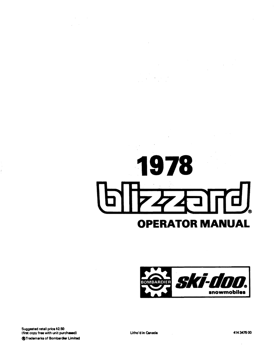 SKI-DOO 1978 BLIZZARD OPERATOR'S MANUAL Pdf Download | ManualsLib