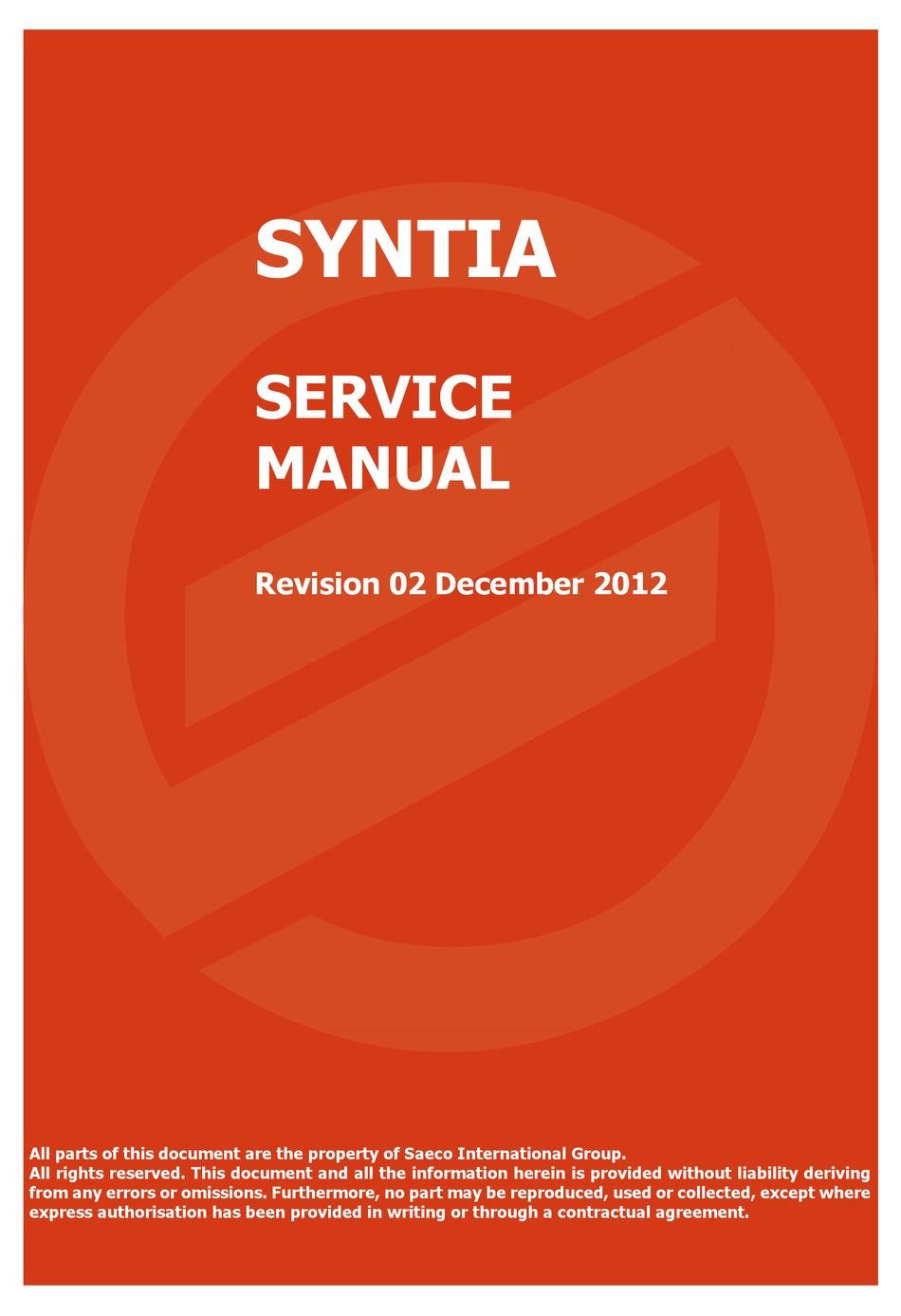 SAECO SYNTIA SERVICE MANUAL Pdf Download | ManualsLib