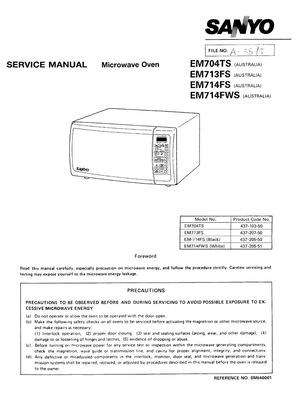 SANYO EM704TS SERVICE MANUAL Pdf Download | ManualsLib