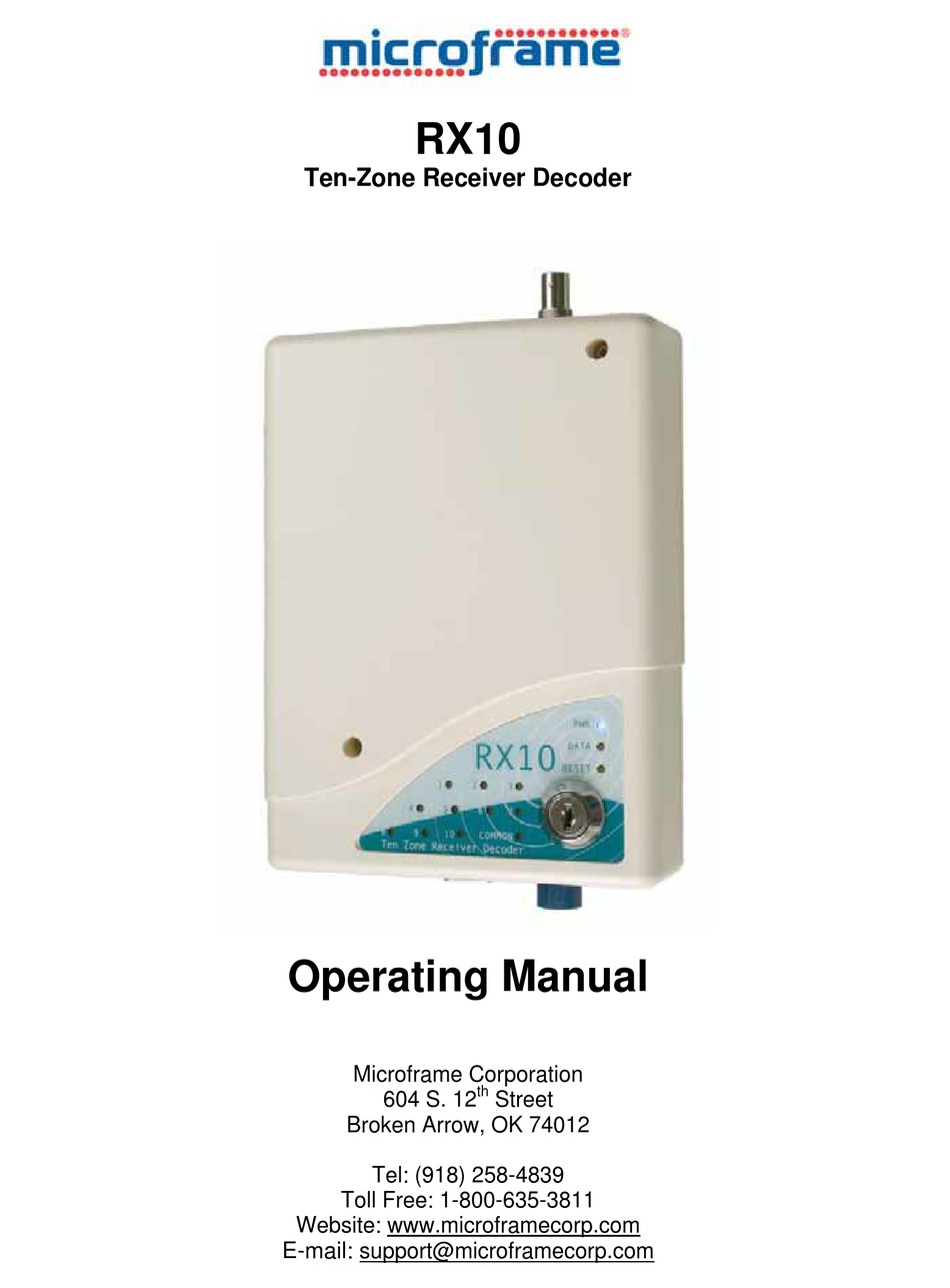 Microframe Corporation Rx10 Operating Manual Pdf Download Manualslib 5923