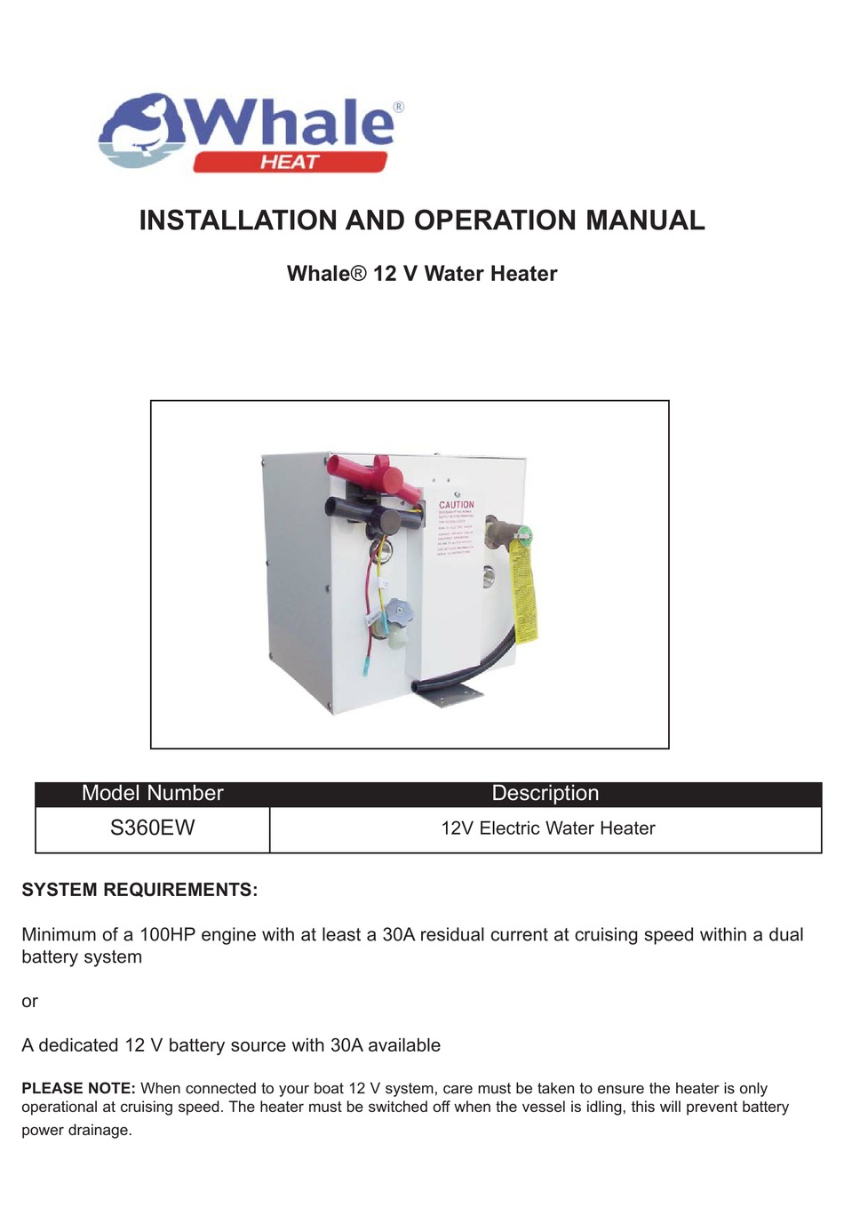 WHALE S360EW INSTALLATION AND OPERATION MANUAL Pdf Download | ManualsLib