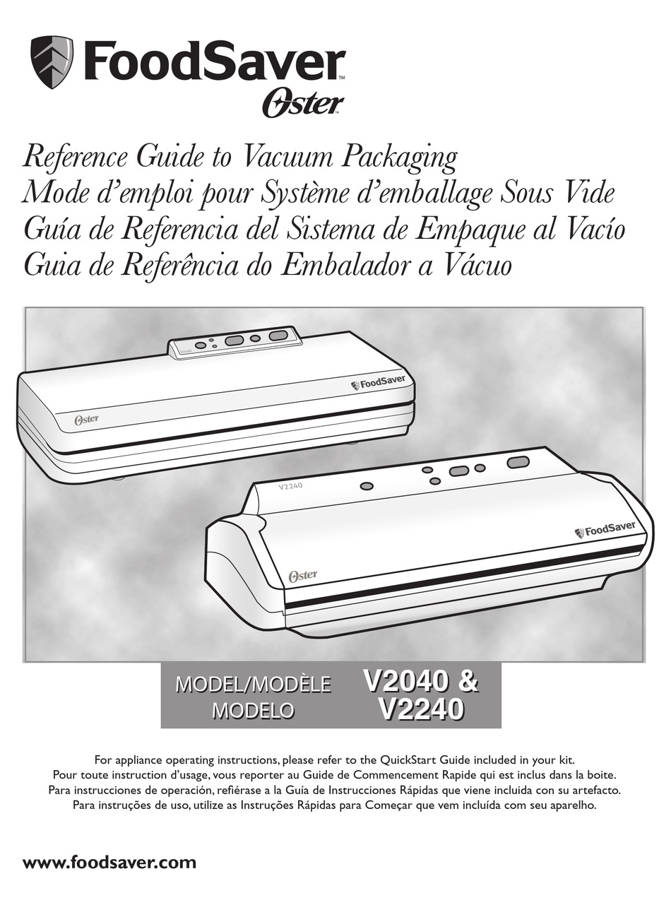 FOODSAVER V2040 REFERENCE MANUAL Pdf Download | ManualsLib