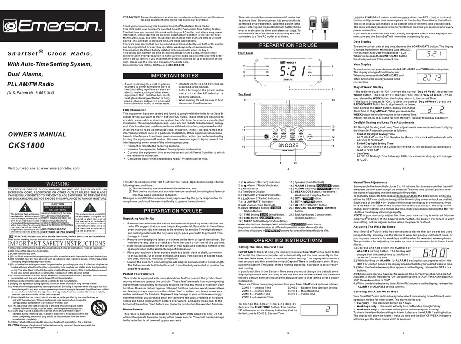 emerson smartset alarm clock radio manual