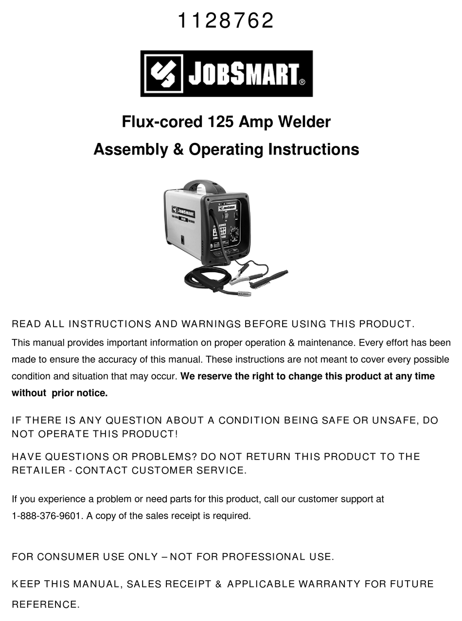 speedway series 125 amp flux welder manual