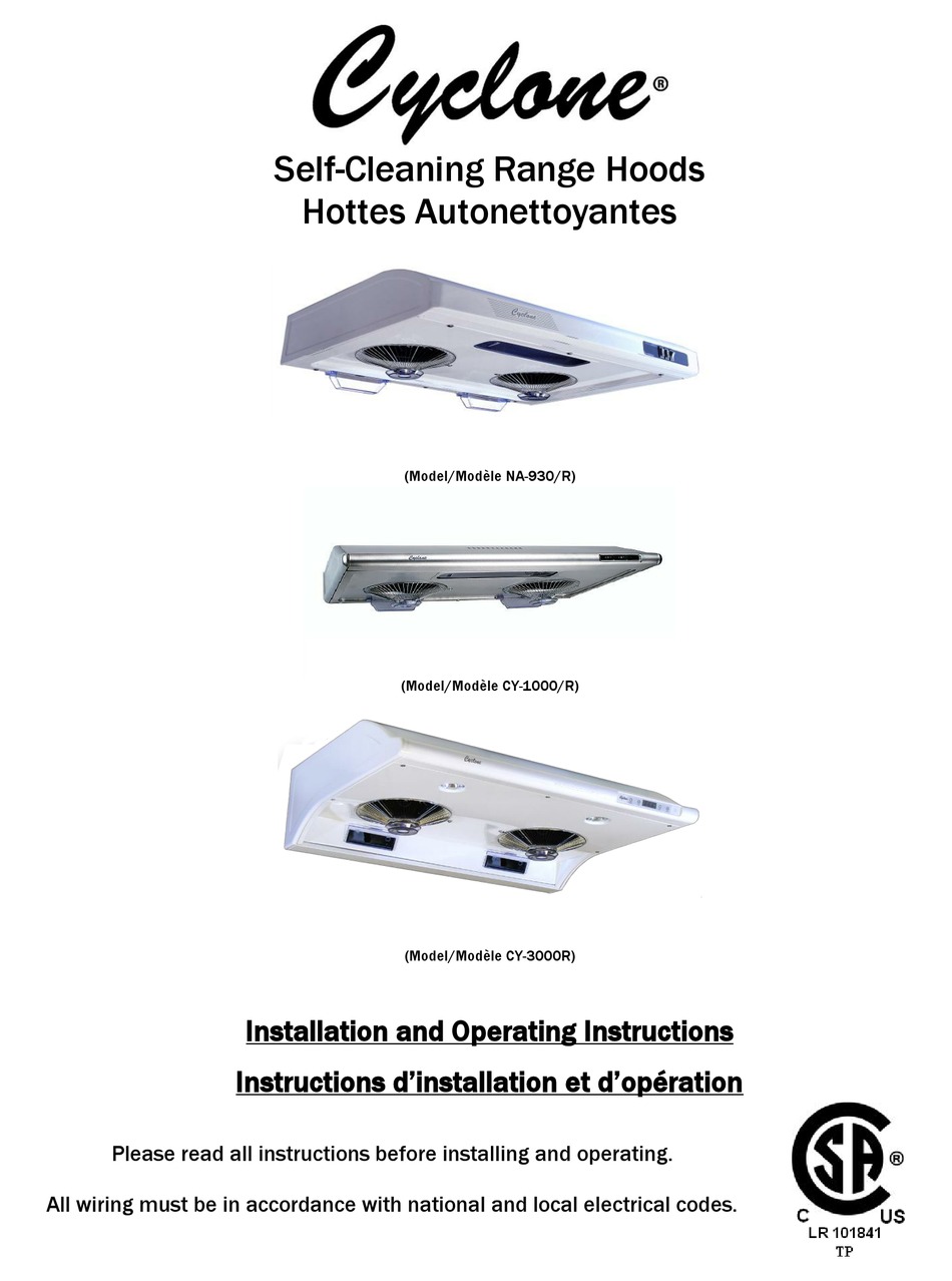 CYCLONE NA930/R INSTALLATION AND OPERATING INSTRUCTIONS MANUAL Pdf