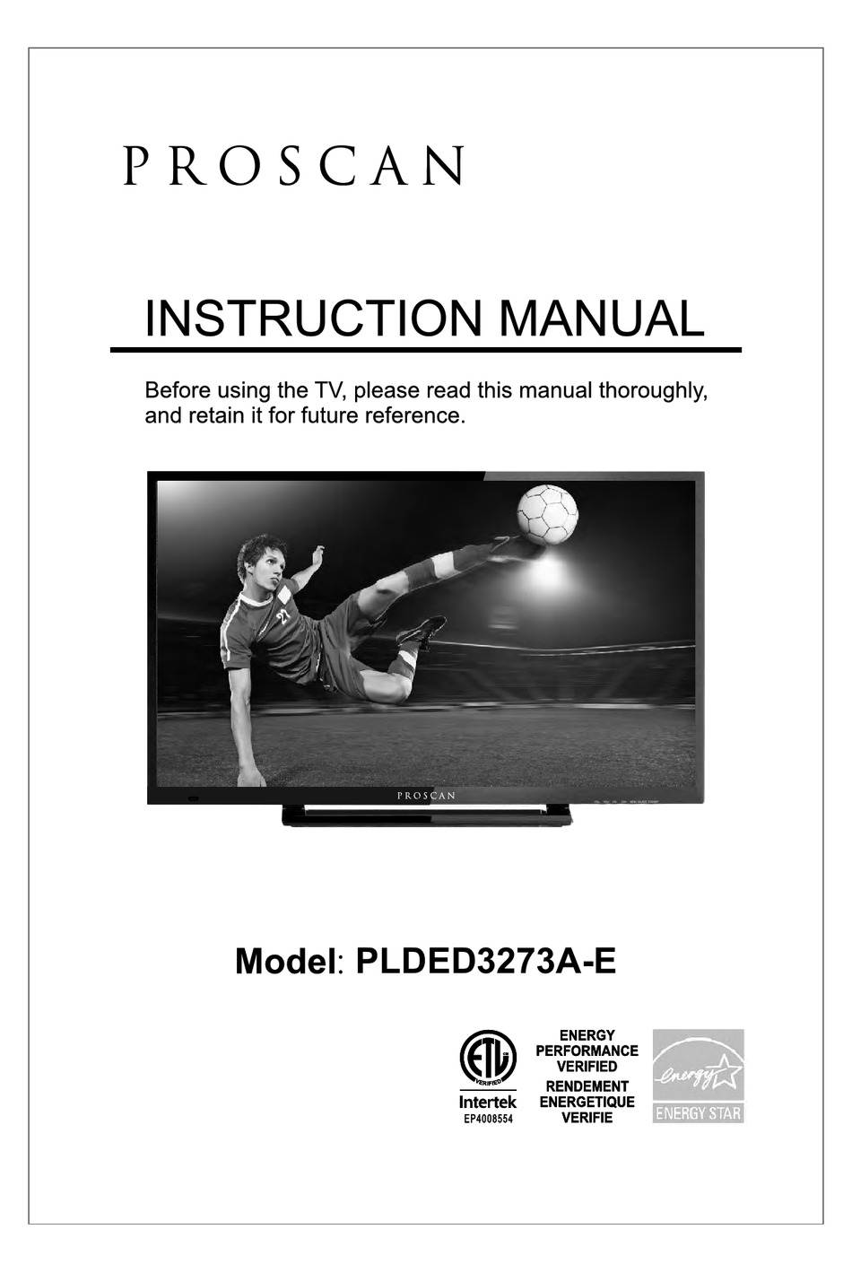 PROSCAN PLDED3273A-E INSTRUCTION MANUAL Pdf Download | ManualsLib