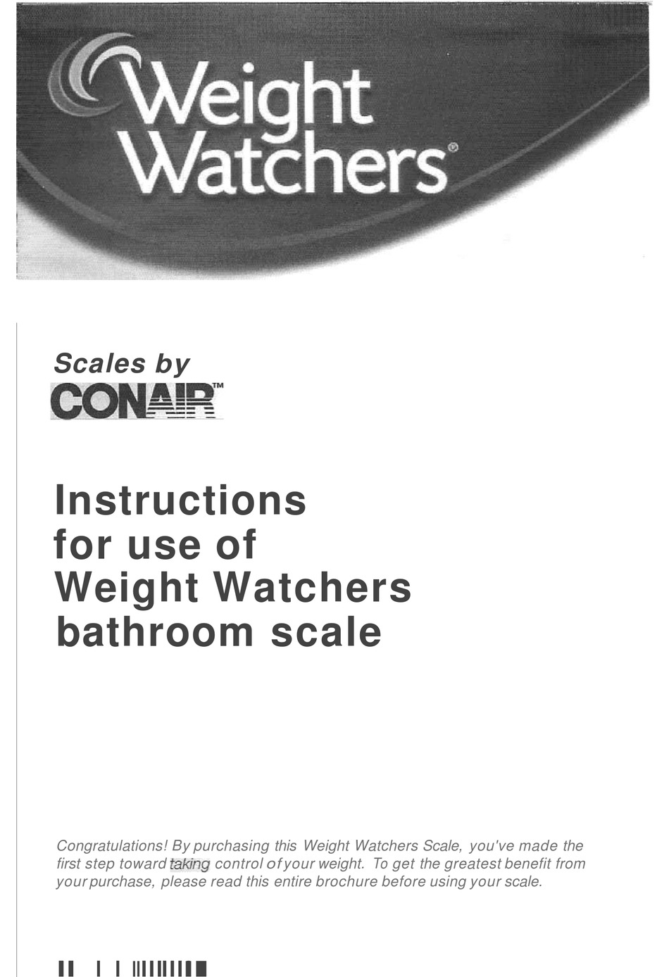 User manual Conair Body Analysis Smart Scale WW710A (English - 2