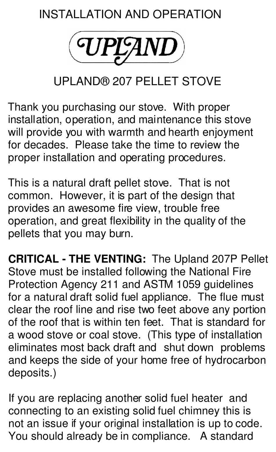 UPLAND 207P INSTALLATION AND OPERATION MANUAL Pdf Download | ManualsLib