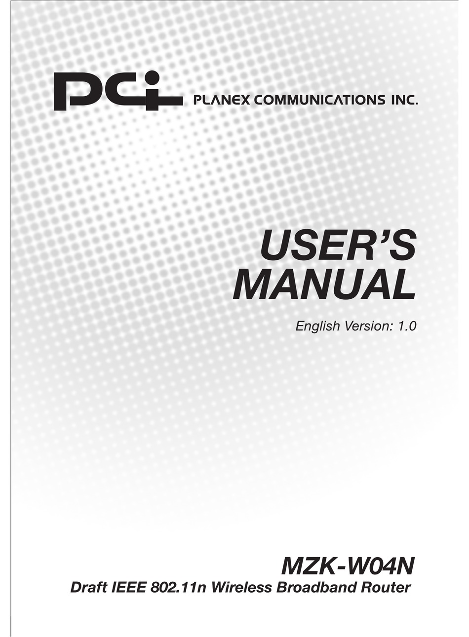 Pci Mzk W04n User Manual Pdf Download Manualslib