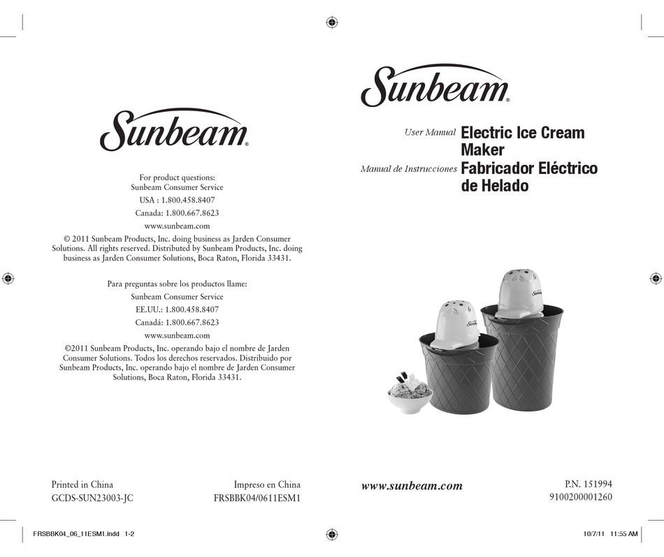 SUNBEAM FRSBBK04 USER MANUAL Pdf Download ManualsLib