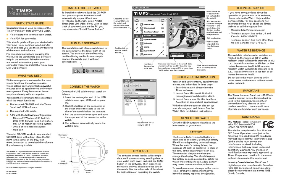 TIMEX IRONMAN DATA LINK USB QUICK START MANUAL Pdf Download