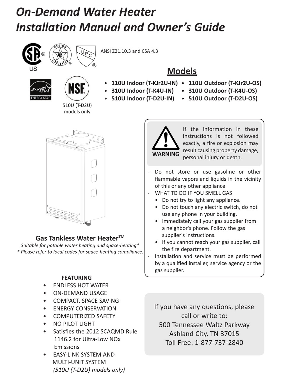 TAKAGI T-KJR2U-IN INSTALLATION MANUAL AND OWNER'S MANUAL Pdf Download |  ManualsLib