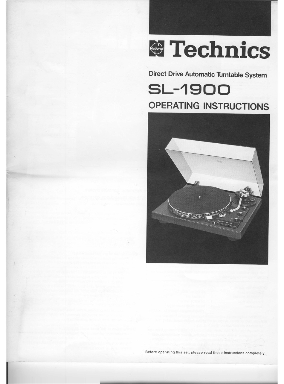 TECHNICS SL-1900 OPERATING INSTRUCTIONS MANUAL Pdf Download | ManualsLib