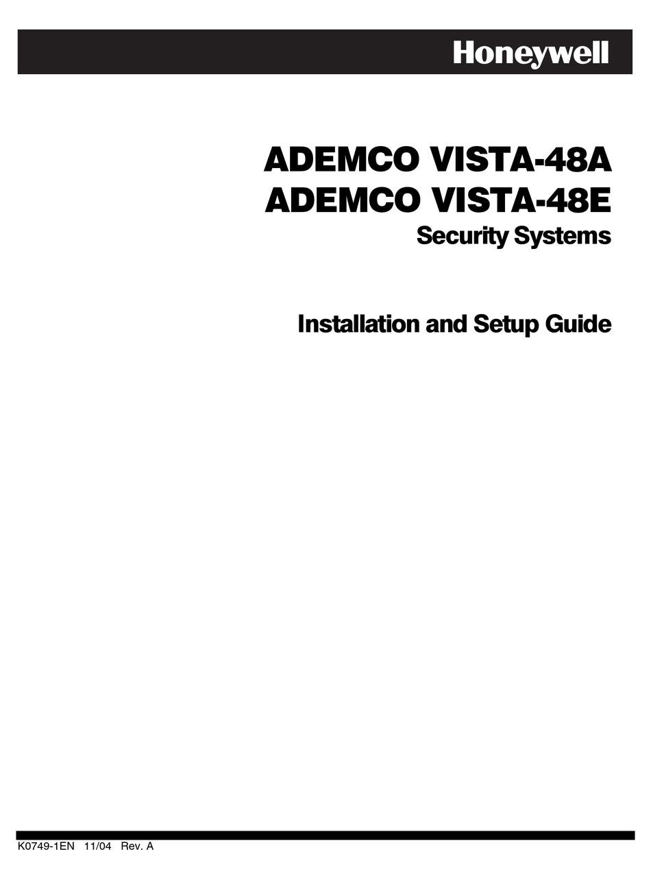 HONEYWELL ADEMCO VISTA-48A INSTALLATION AND SETUP MANUAL Pdf Download