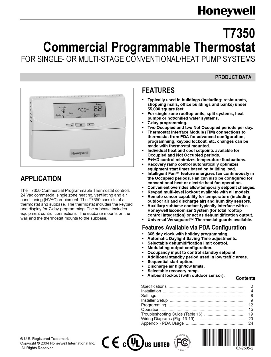 Honeywell  Alerton Programmable Thermostat Aler-T7350-BT-3h3c BACnet T7350 