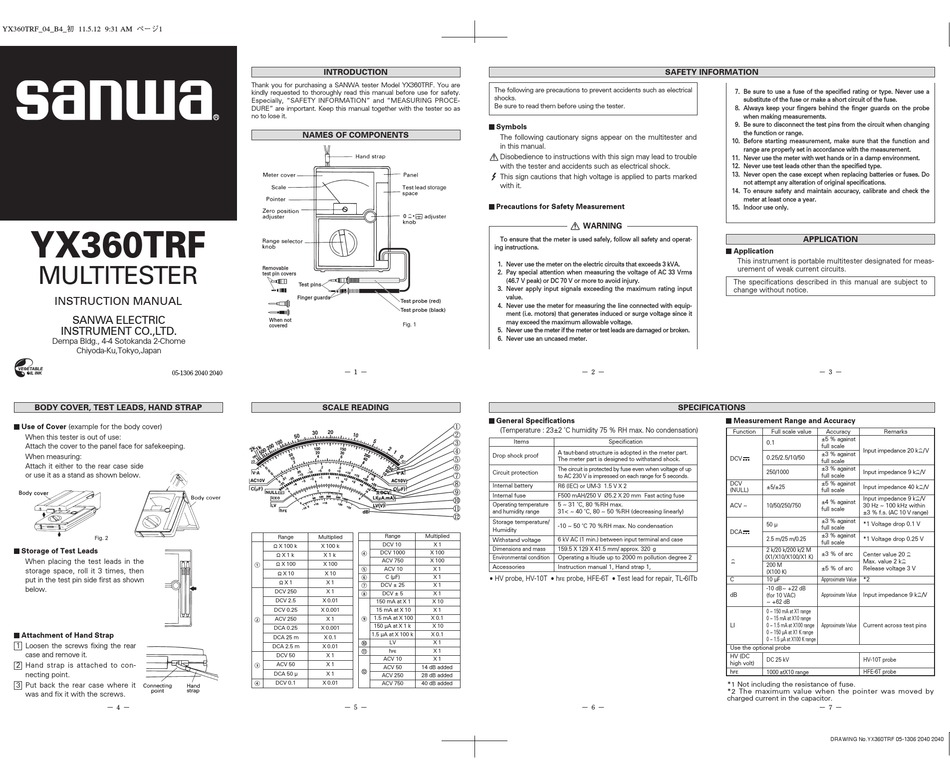 Sanwa Yx360trf Instruction Manual Pdf Download Manualslib