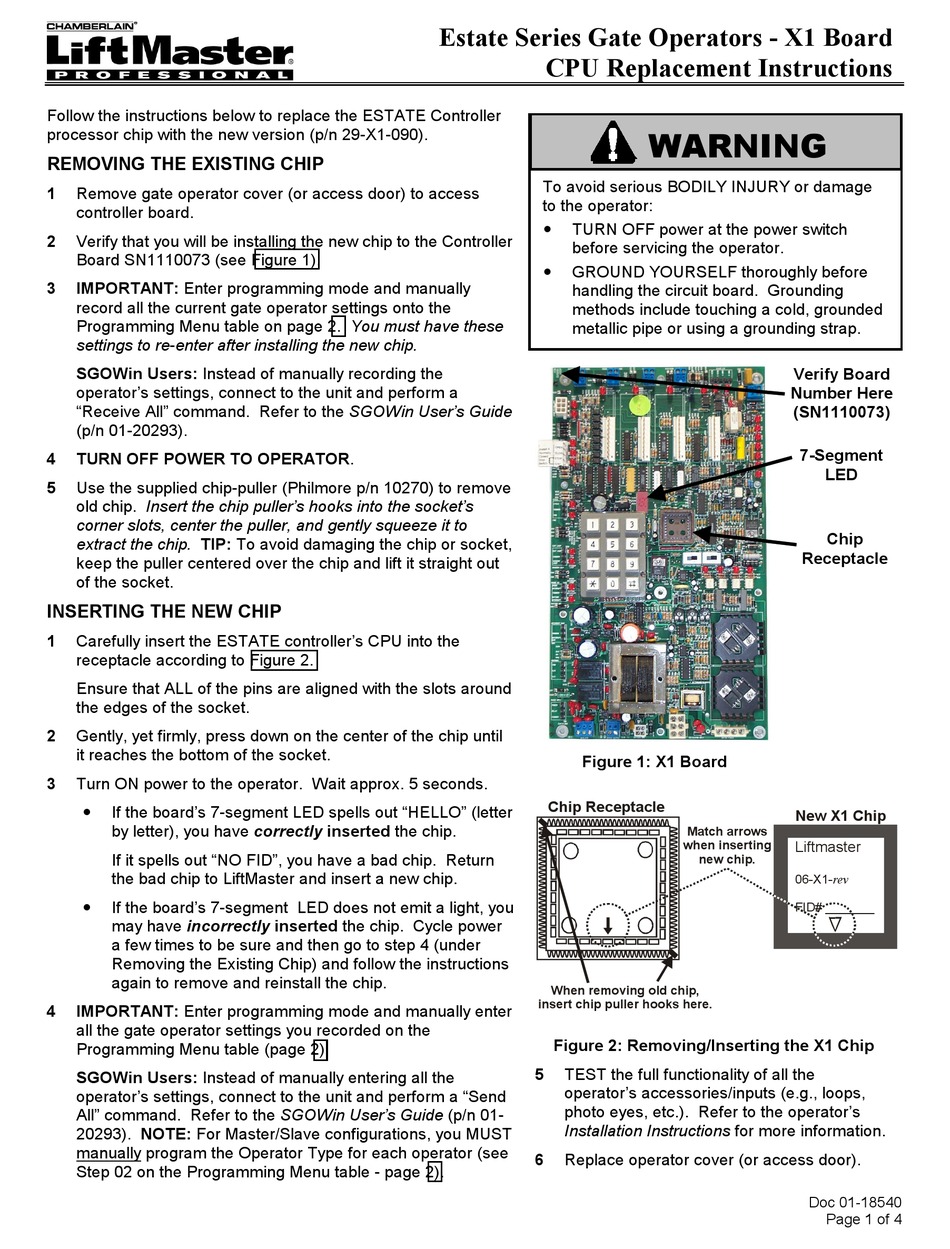 Chamberlain Liftmaster Professional 1 2 Hp User Manual