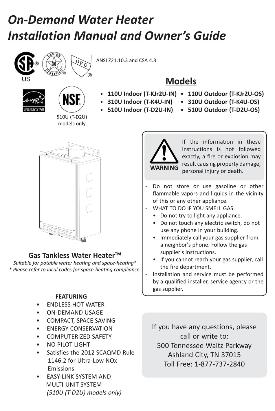 TAKAGI T-KJR2U-IN INSTALLATION MANUAL AND OWNER'S MANUAL Pdf Download ...