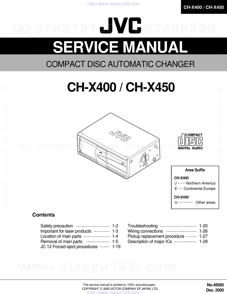 Jvc Ch X400 Service Manual Pdf Download Manualslib