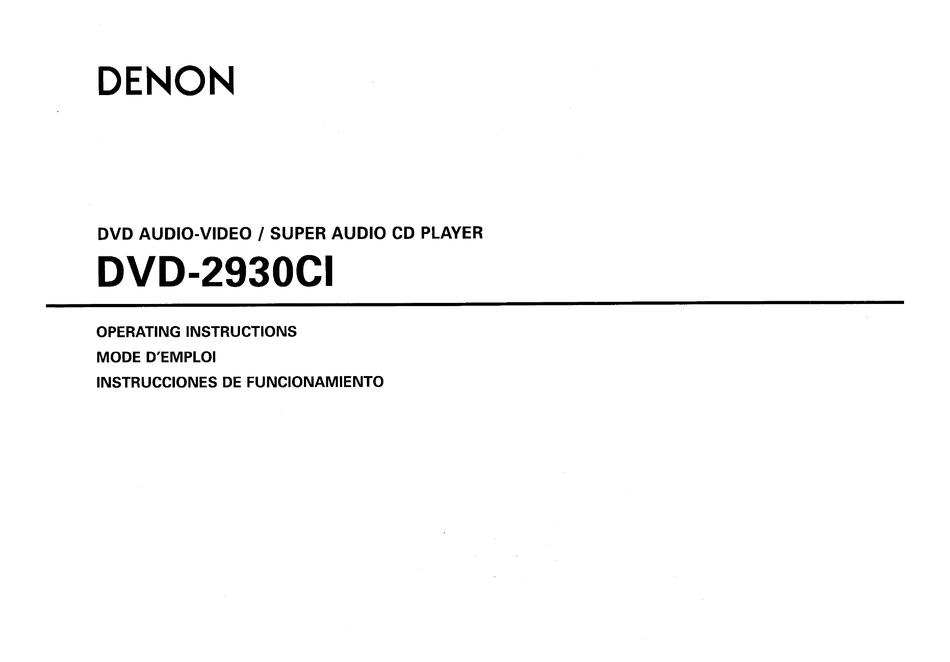 DENON DVD2930CI OPERATING INSTRUCTIONS MANUAL Pdf Download ManualsLib
