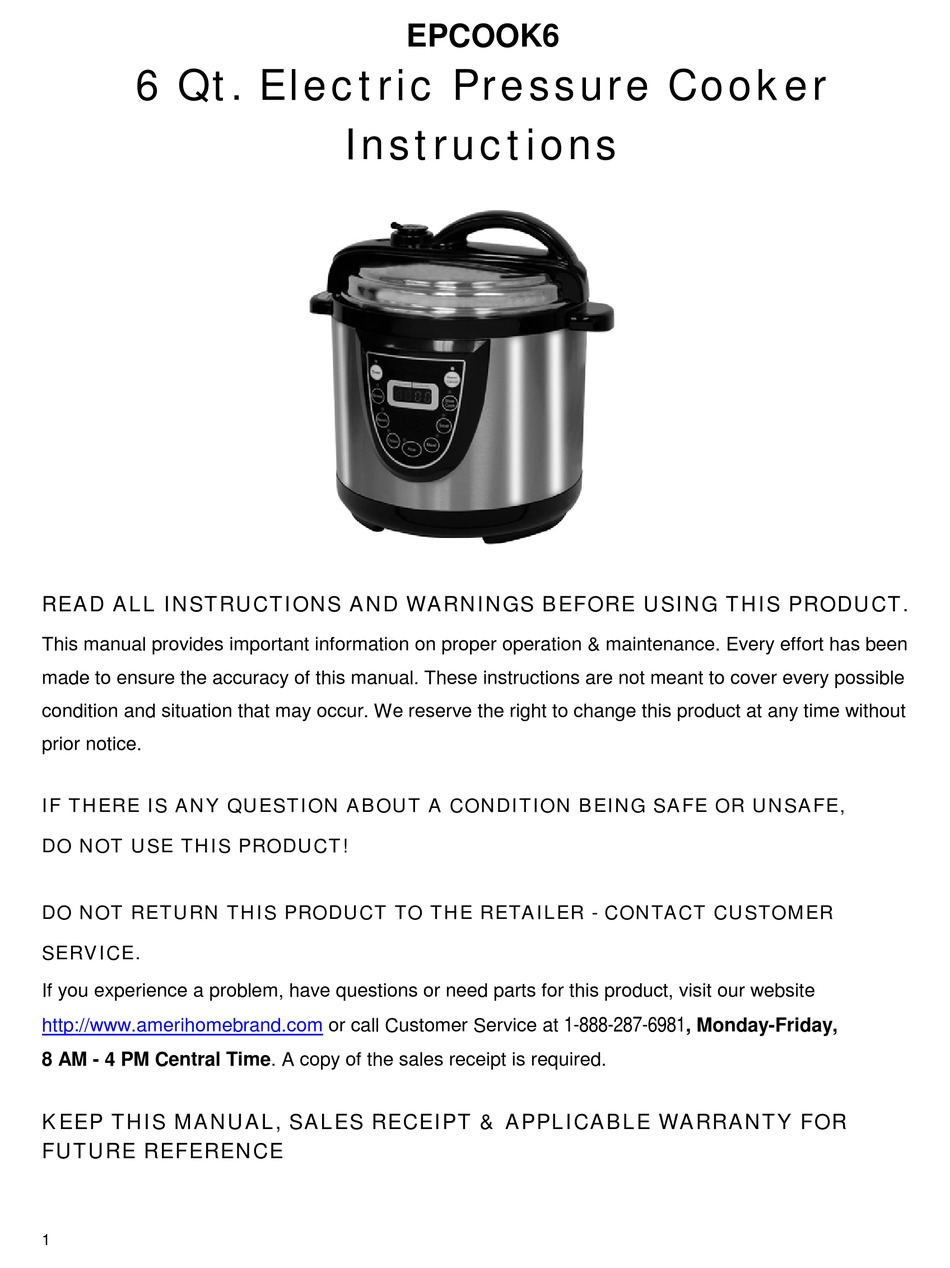 POWER Pressure Cooker XL User Guide