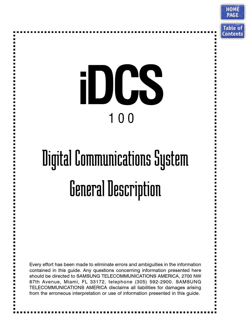 SAMSUNG IDCS 100 GENERAL DESCRIPTION MANUAL Pdf Download | ManuaLib