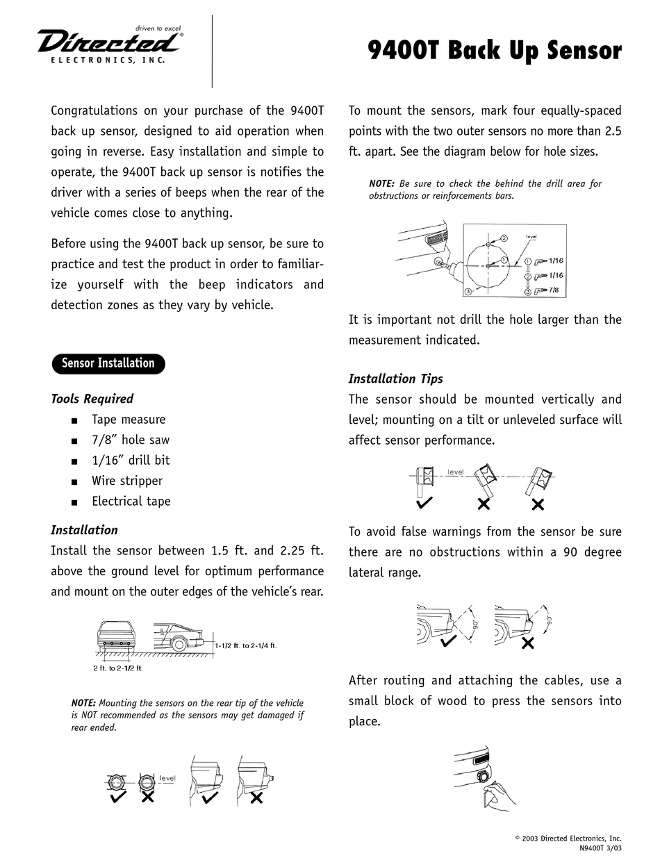 DIRECTED ELECTRONICS 9400T USER MANUAL Pdf Download | ManualsLib