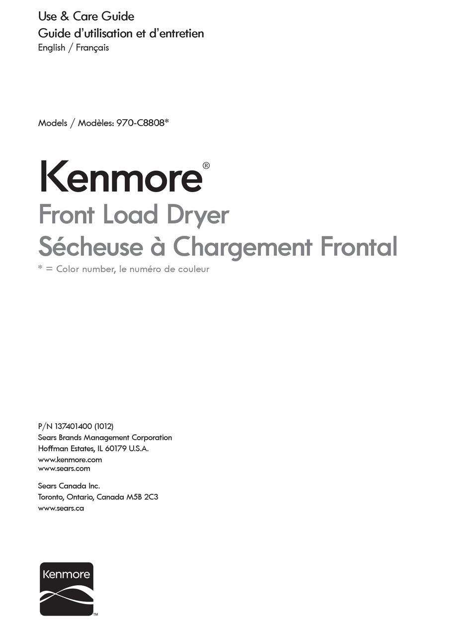 kenmore 970 dryer manual