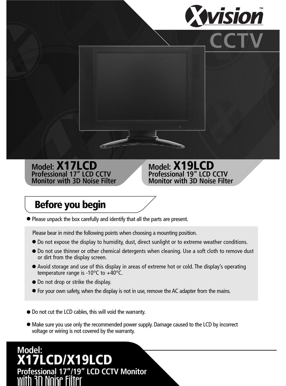 XVISION X17LCD MANUAL Pdf Download ManualsLib