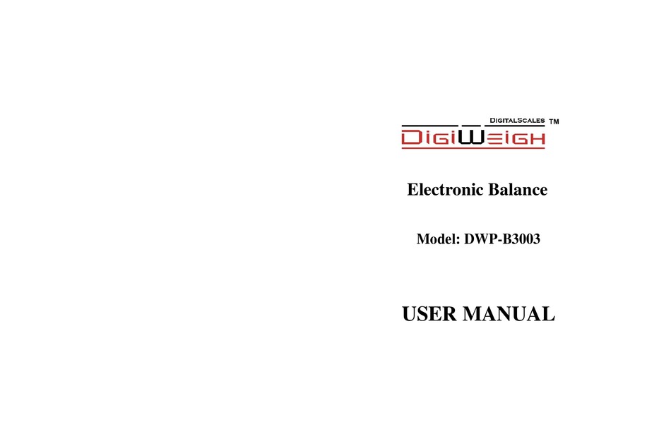 DIGIWEIGH DWPB3003 USER MANUAL Pdf Download ManualsLib
