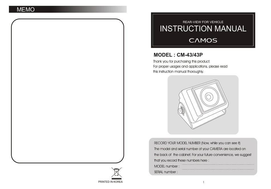 Camos Cm 43 Instruction Manual Pdf Download Manualslib