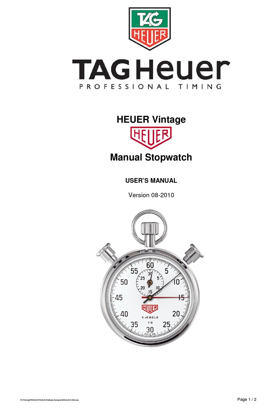 Tag Heuer Heuer Vintage User Manual Pdf Download Manualslib