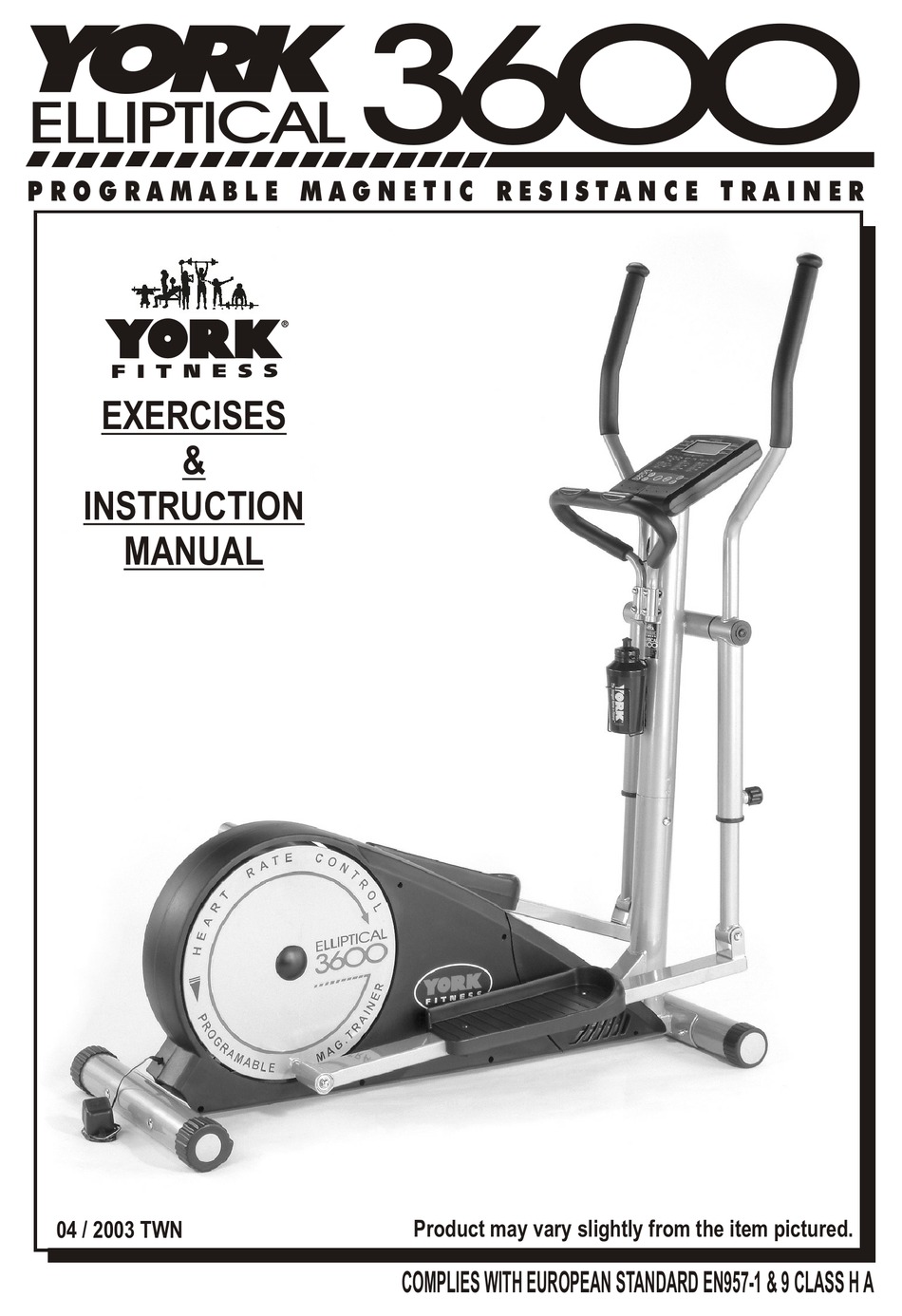 YORK FITNESS 3600 ELLIPTICAL EXERCISES & INSTRUCTION MANUAL Pdf