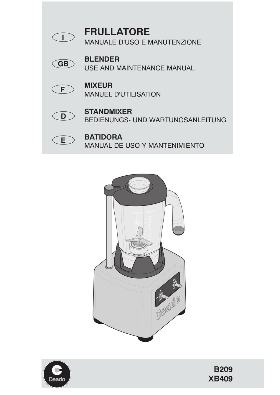 CEADO B209 USE AND MAINTENANCE MANUAL Pdf Download | ManualsLib