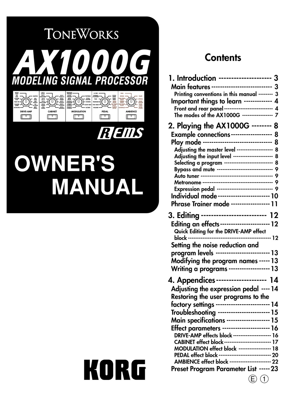TONEWORKS AX1000G OWNER'S MANUAL Pdf Download ManualsLib