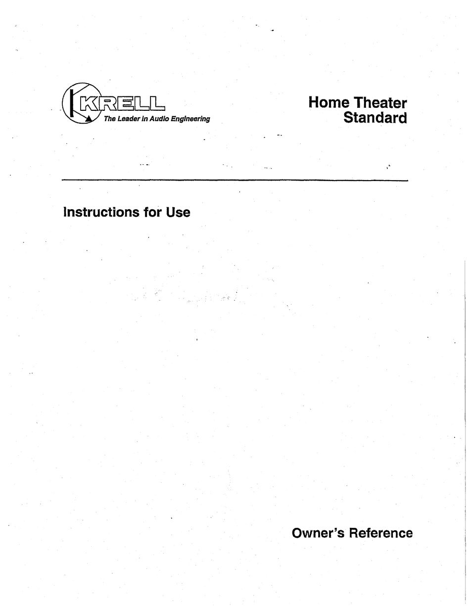 KRELL INDUSTRIES NONE INSTRUCTIONS FOR USE MANUAL Pdf Download ManualsLib