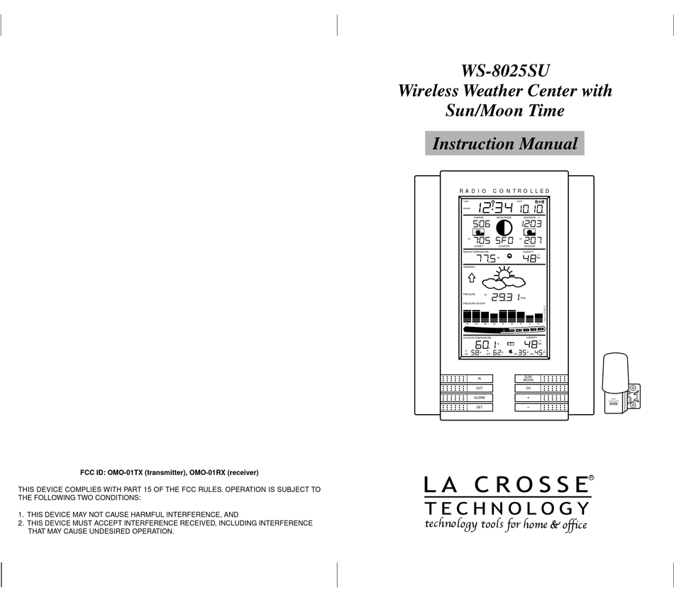 Mode Emploi Station Météo La Crosse Technology LA CROSSE TECHNOLOGY WS-8025SU INSTRUCTION MANUAL Pdf Download | ManualsLib