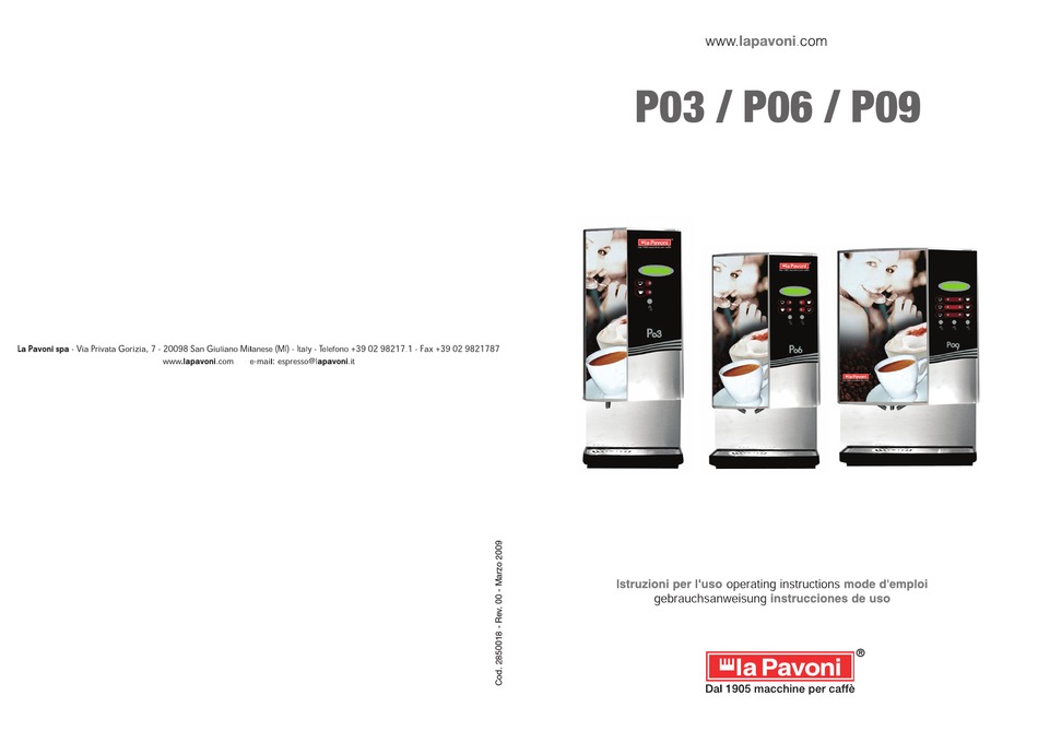 LA PAVONI P06 OPERATING INSTRUCTIONS MANUAL Pdf Download ManualsLib