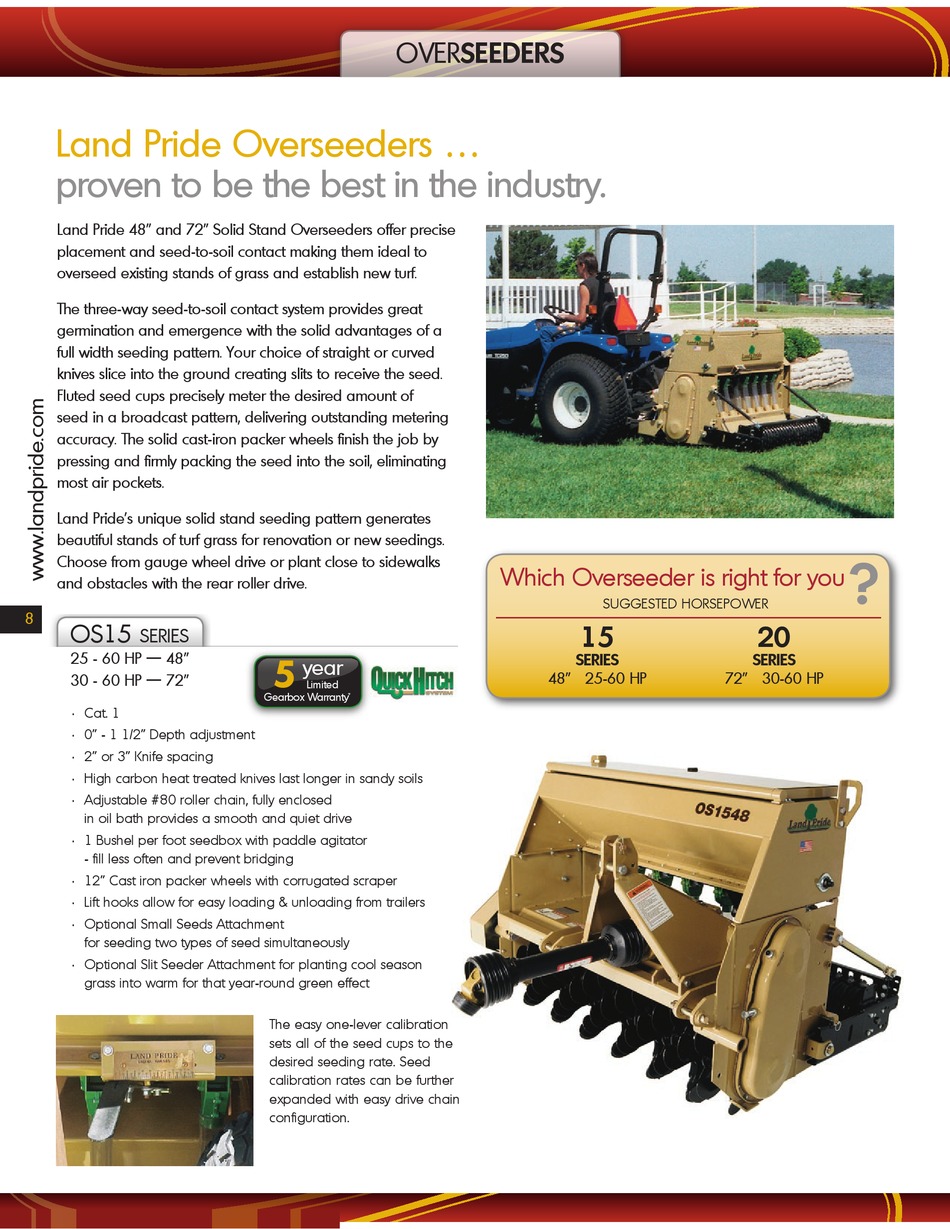 LAND PRIDE QUICK HITCH OS15 SERIES SPECIFICATIONS Pdf Download ManualsLib