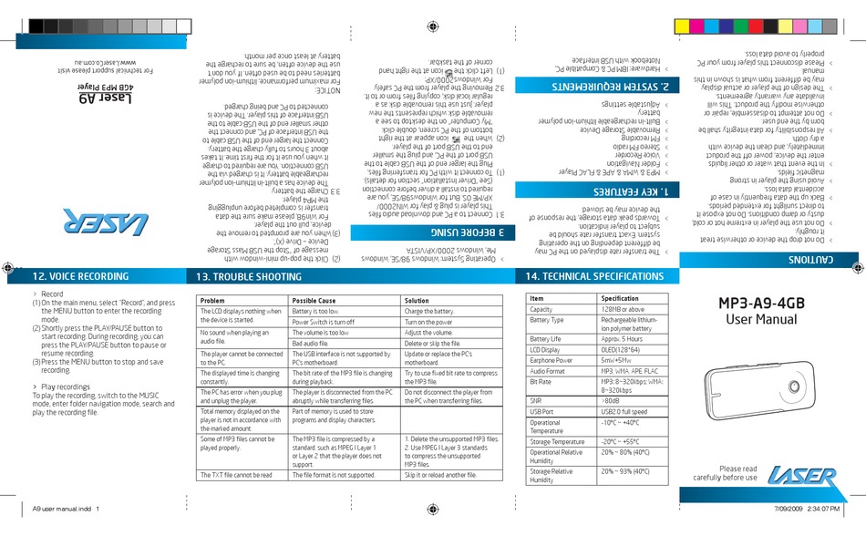 LASER MP3A94GB USER MANUAL Pdf Download ManualsLib