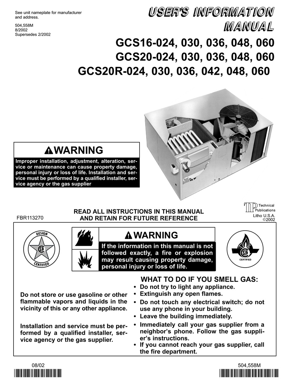 LENNOX GCS16−024 USER'S INFORMATION MANUAL Pdf Download ManualsLib
