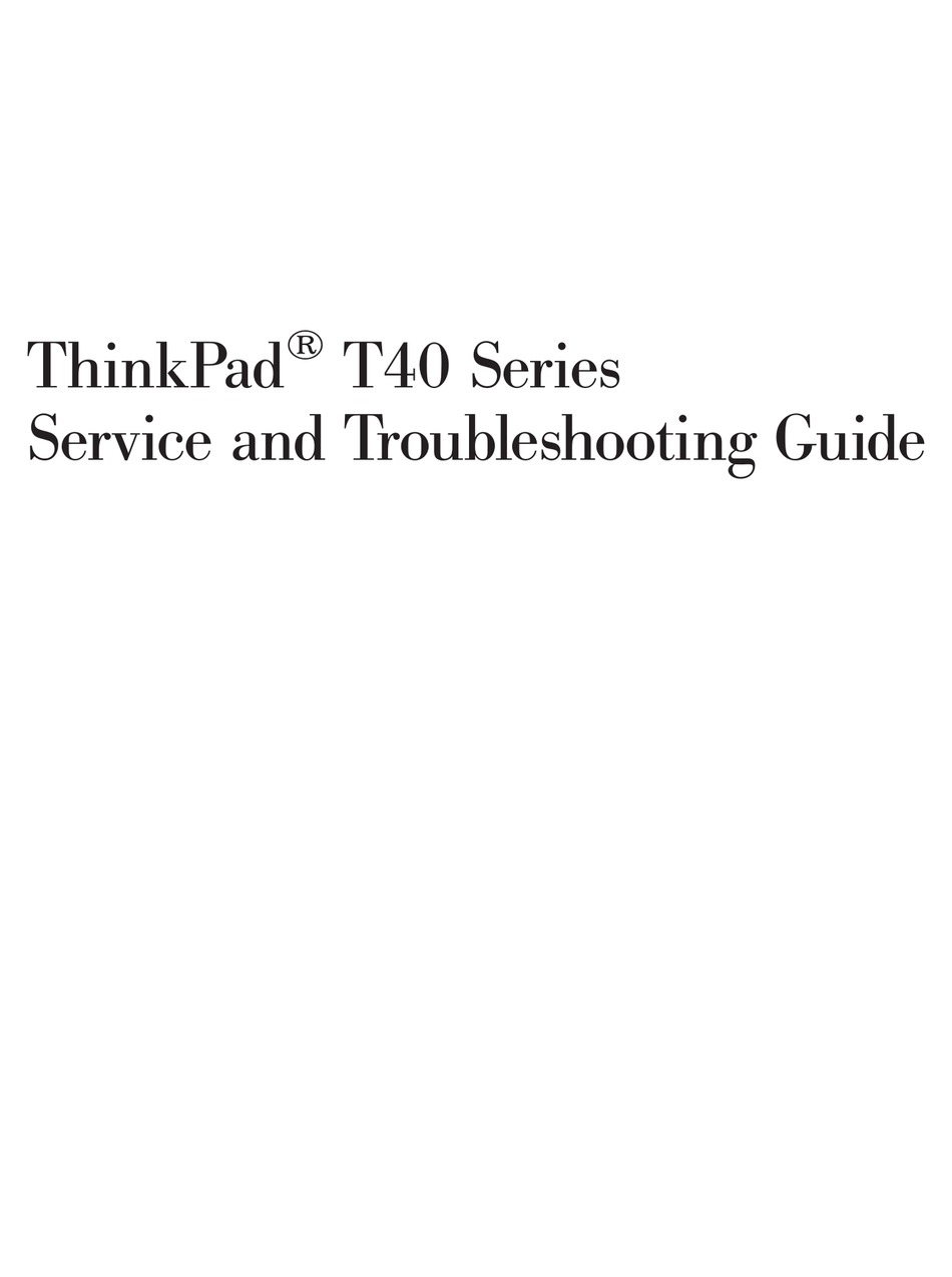 LENOVO THINKPAD T40 USER MANUAL Pdf Download  ManualsLib