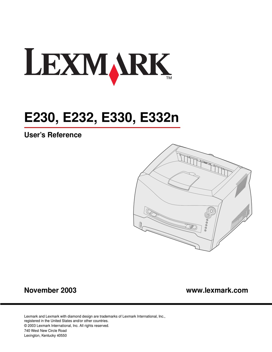 Lexmark E230 User Reference Manual Pdf Download Manualslib