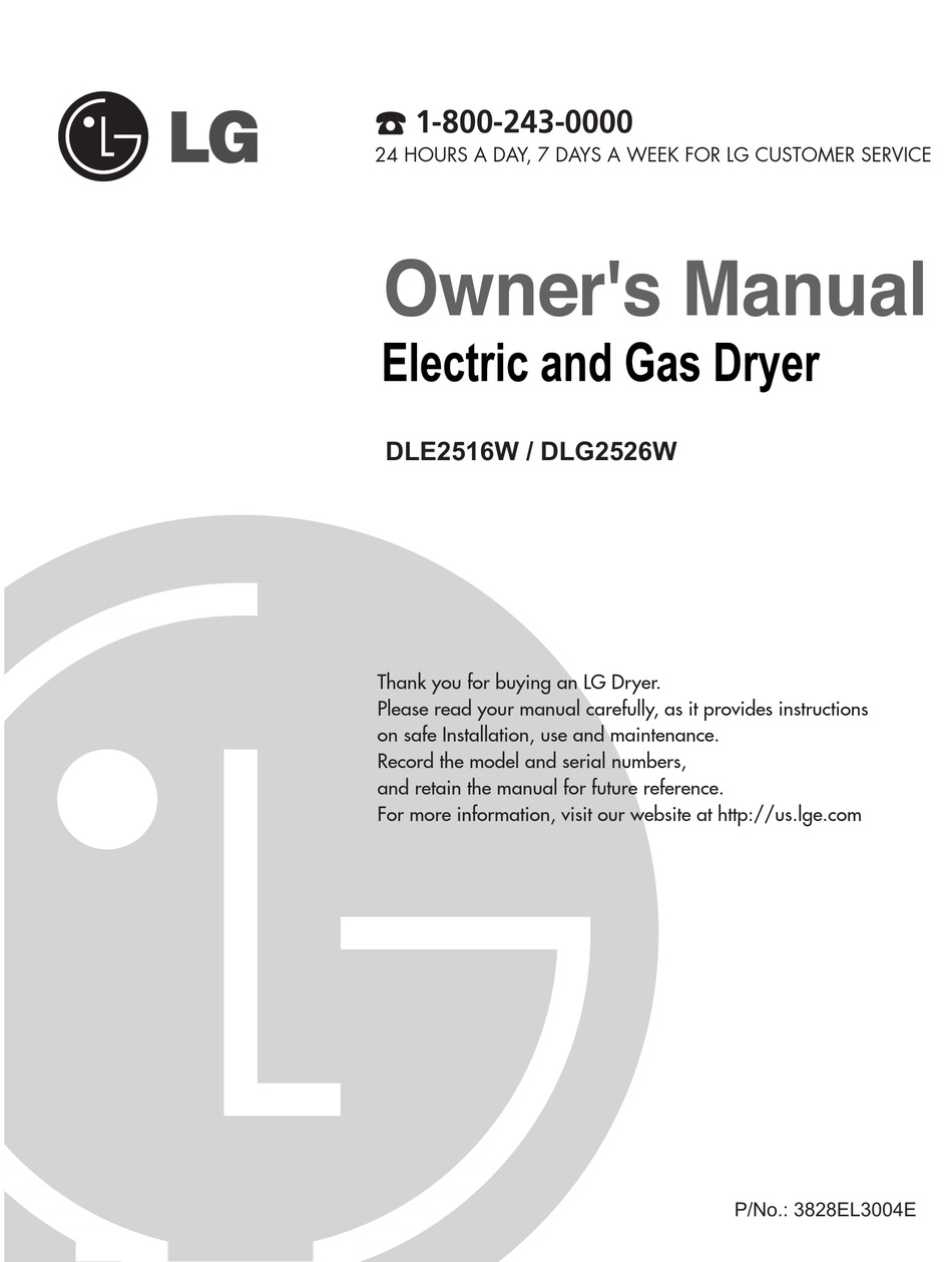 LG DLE2516W OWNER'S MANUAL Pdf Download | ManualsLib