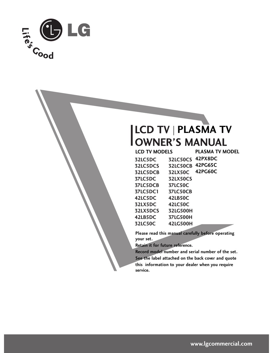 Manual del propietario del televisor LED HD de 32 pulgadas LG 500LP32BPTA