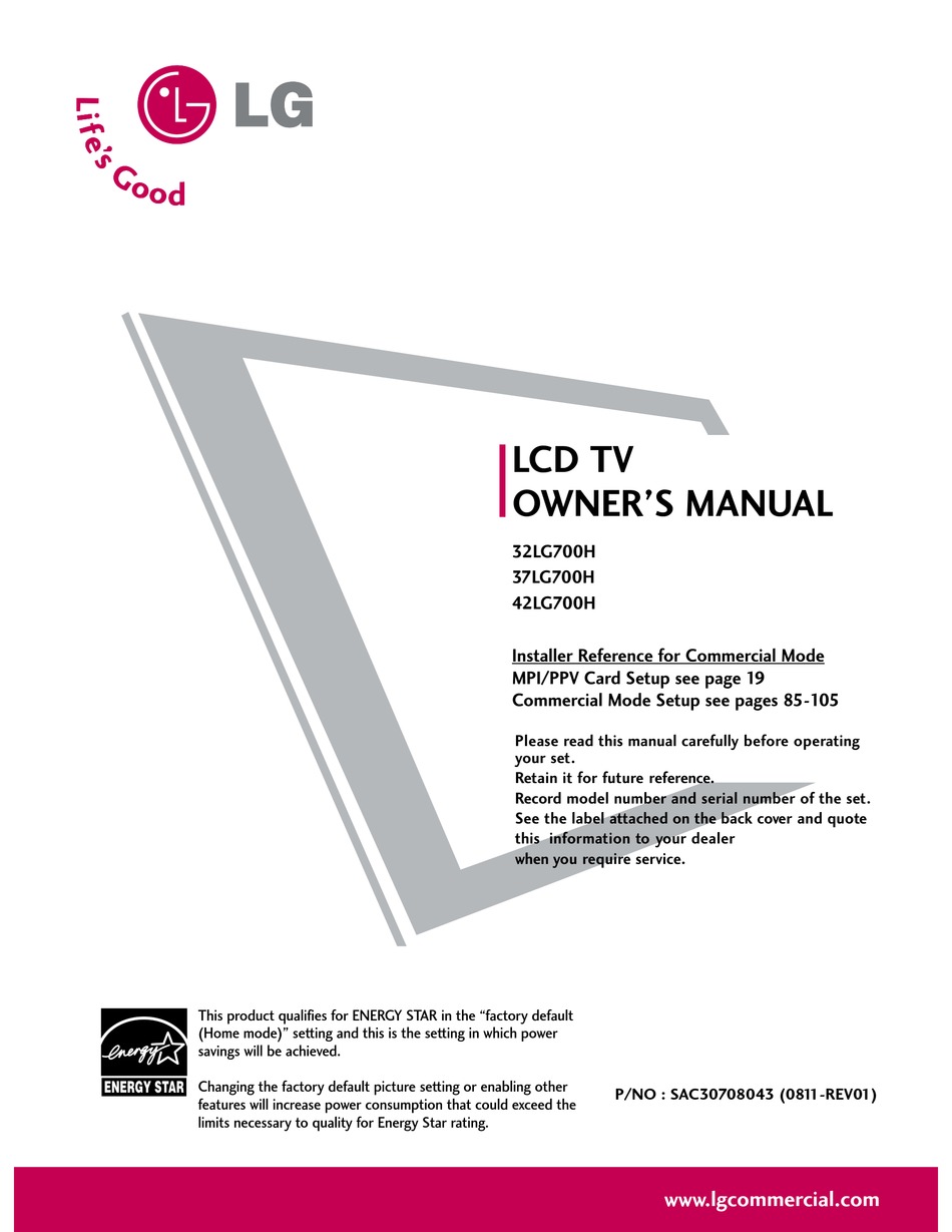 LG 32LG700H OWNER'S MANUAL Pdf Download | ManuaLib