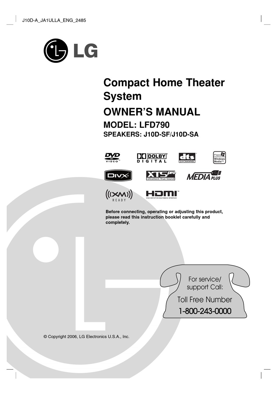 LG LFD790 OWNER'S MANUAL Pdf Download | ManualsLib