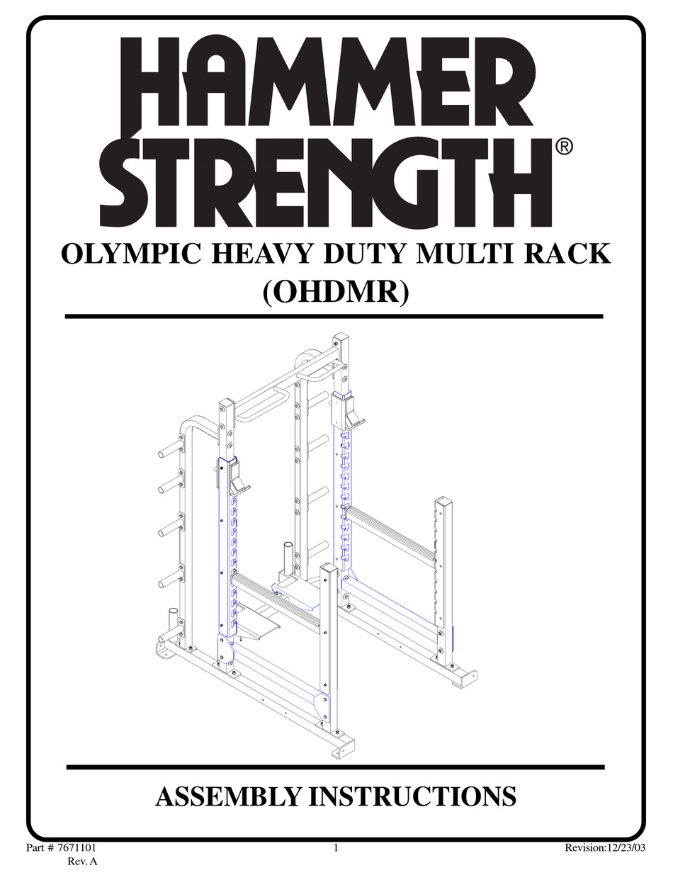 HAMMER STRENGTH OHDMR ASSEMBLY INSTRUCTIONS MANUAL Pdf Download