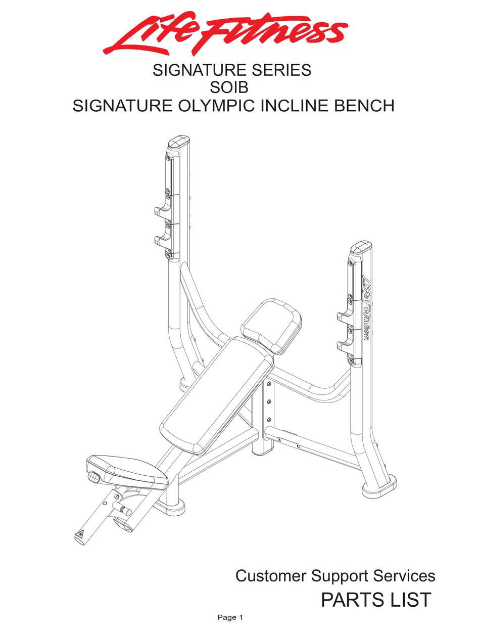 LIFE FITNESS SIGNATURE OLYMPIC INCLINE BENCH SOIB PARTS LIST Pdf Download ManualsLib